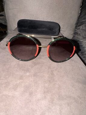Authentic Gucci Monogram GG Round Sunglasses Unisex New Retail $520